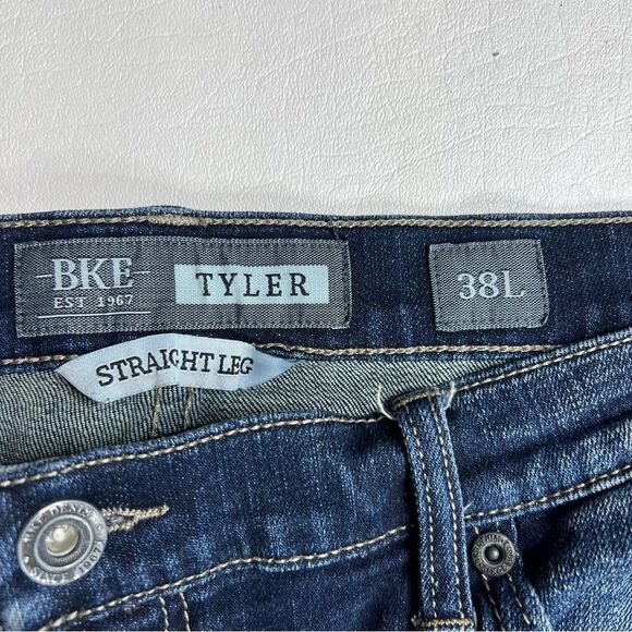 Men’s BKE Tyler Dark Blue Straight Jeans 38 Long - Picture 2 of 5